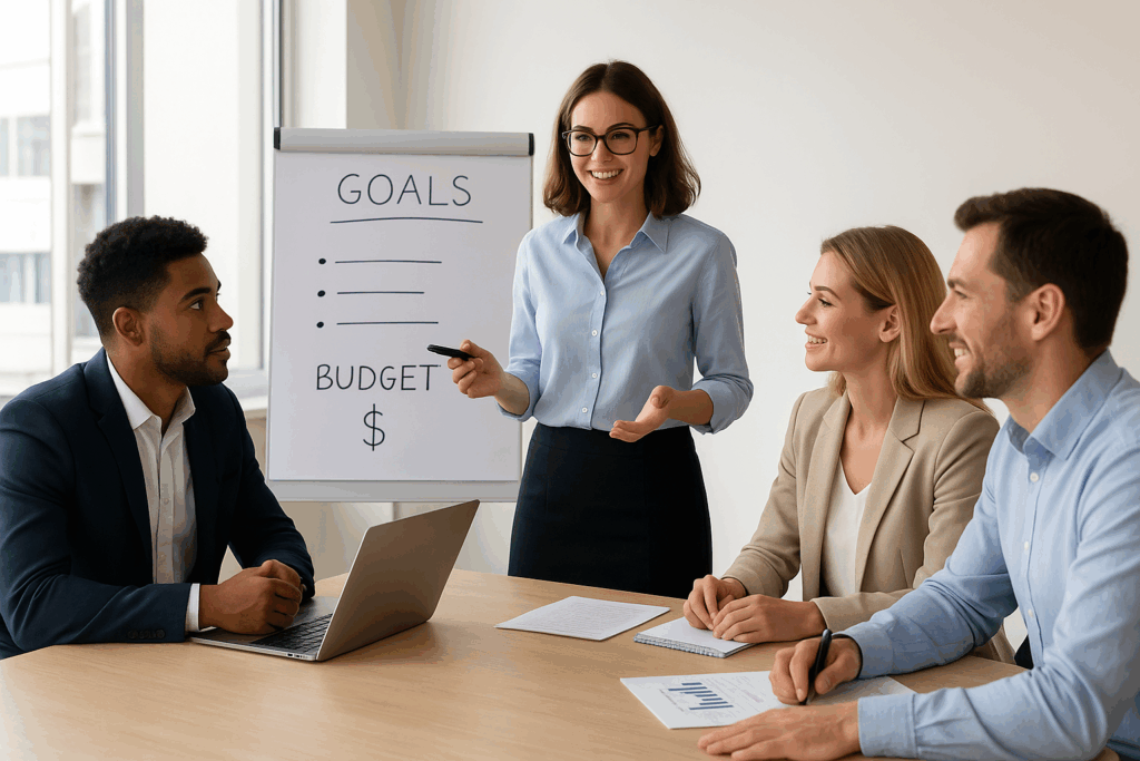 Business Meeting in Modern Conference Room Home